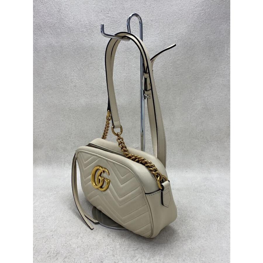GUCCI◇チェーンショルダーバッグ_GGマーモント_キルティング/レザー
