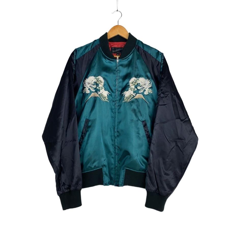 hoshihime◇スカジャン/LL/ナイロン/グリーン/富士山/龍 : セカンド