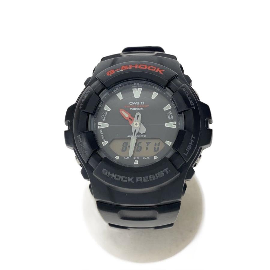 CASIO◇ソーラー腕時計・G-SHOCK/デジアナ/ラバー/ブラック/ブラック