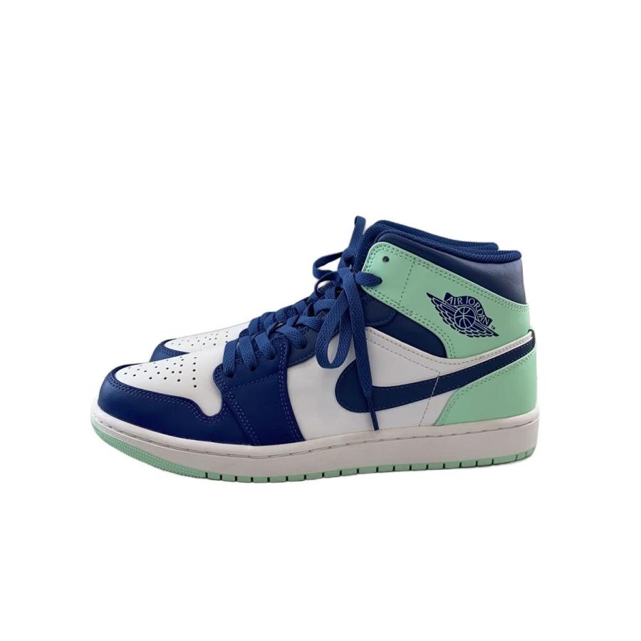 NIKE◇AIR JORDAN 1 MID_エアジョーダン ミッド/28cm/ブルー/レザー
