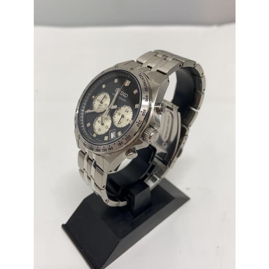 SEIKO◇クォーツ腕時計/アナログ/--/BLK/SLV/8T63-02R0 : セカンド