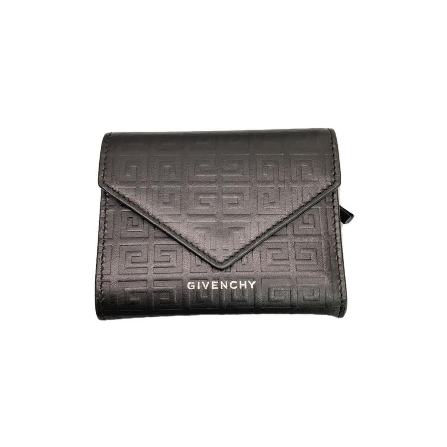 GIVENCHY◇Gカット ウォレット 4Gレザー/3つ折り財布/レザー/BLK/総柄