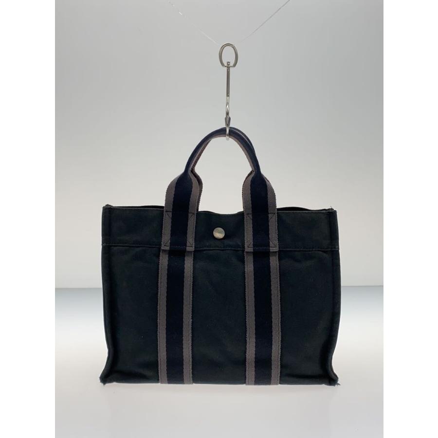 HERMES◇フールトゥPM//トートバッグ/ハンドバッグ/キャンバス/BLK 