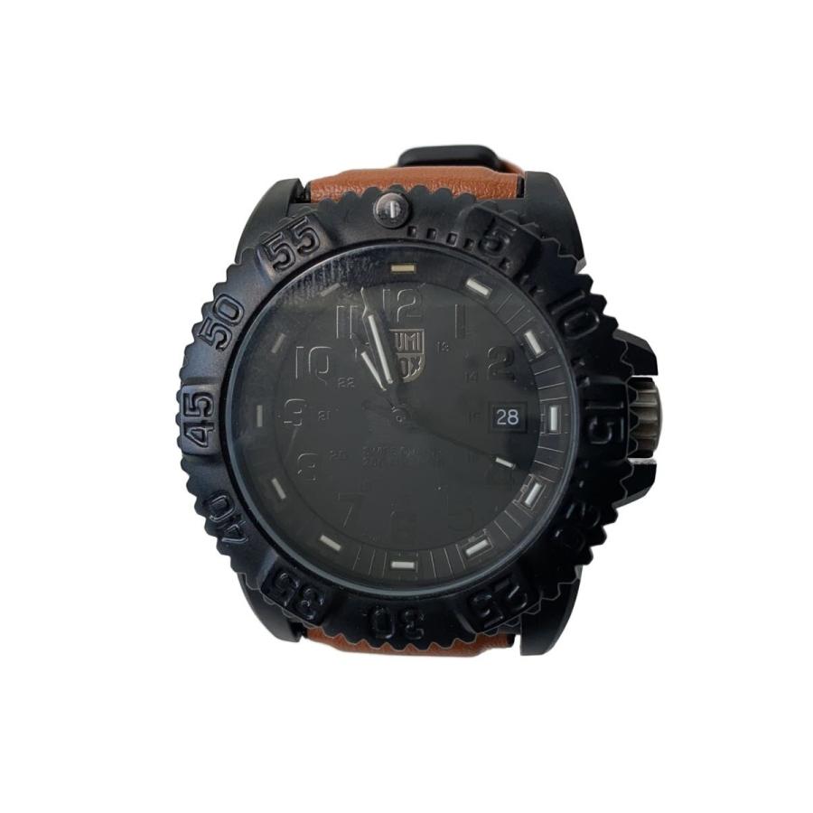 LUMINOX◇クォーツ腕時計/アナログ/フェイクレザー/BLK/BRW/3050/3950