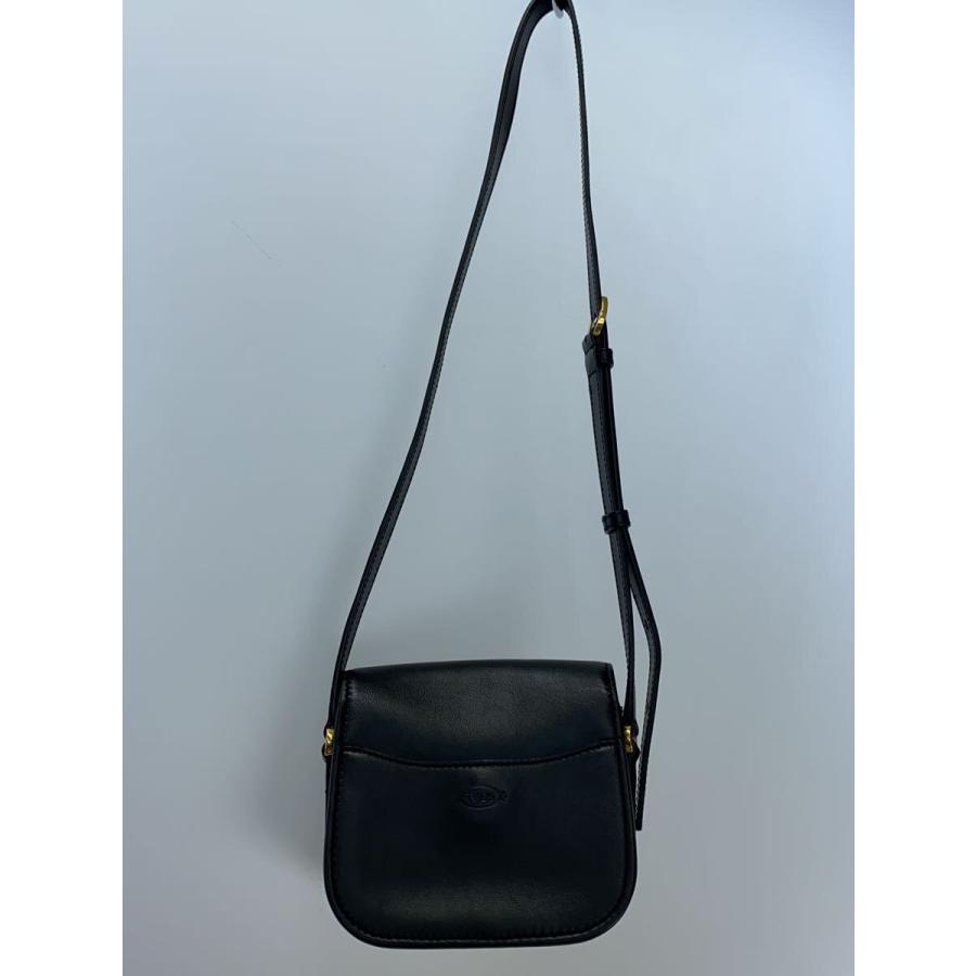 TOD'S◇ショルダーバッグ/レザー/BLK/無地/ケイトクロスミニ