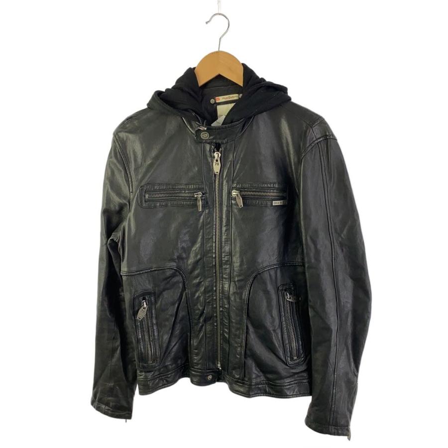 DIESEL ブラックレザージャケット SUPERIOR DIESEL（ディーゼル） 【並行輸入品】ディーゼル ライダース メンズ