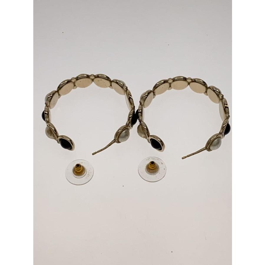 CHANEL◇ピアス/--/パール/BLK/レディース/フープ B19B ゴールド GP 