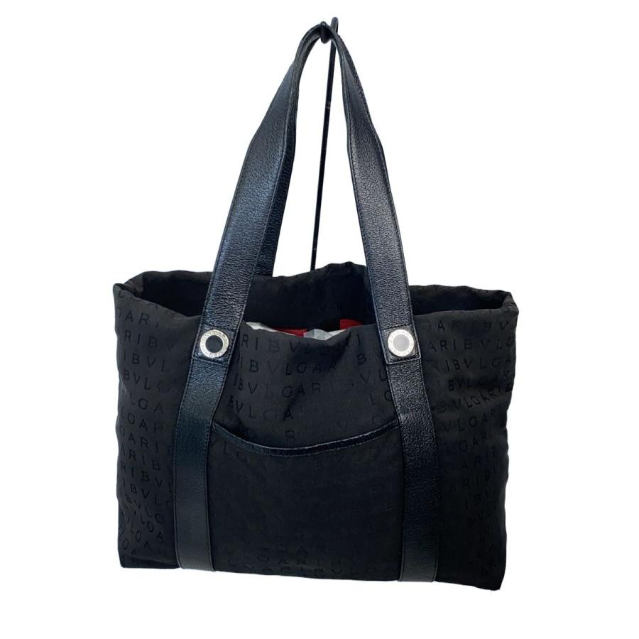BVLGARI◇トートバッグ/キャンバス/BLK/総柄/ヤケ有 : セカンド