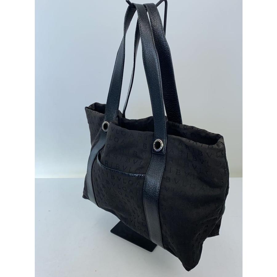 BVLGARI トートバッグ BVLGARI◇トートバッグ/キャンバス/BLK/総柄/ヤケ有 : セカンド