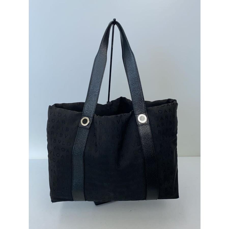 BVLGARI◇トートバッグ/キャンバス/BLK/総柄/ヤケ有 : セカンド