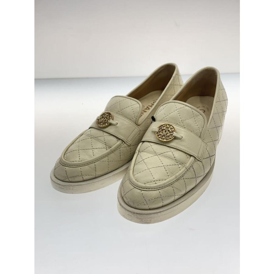 CHANEL ローファー　36サイズ　ドット CHANEL◇ローファー/36/WHT/レザー/マトラッセ/チャンキーソール/ココ