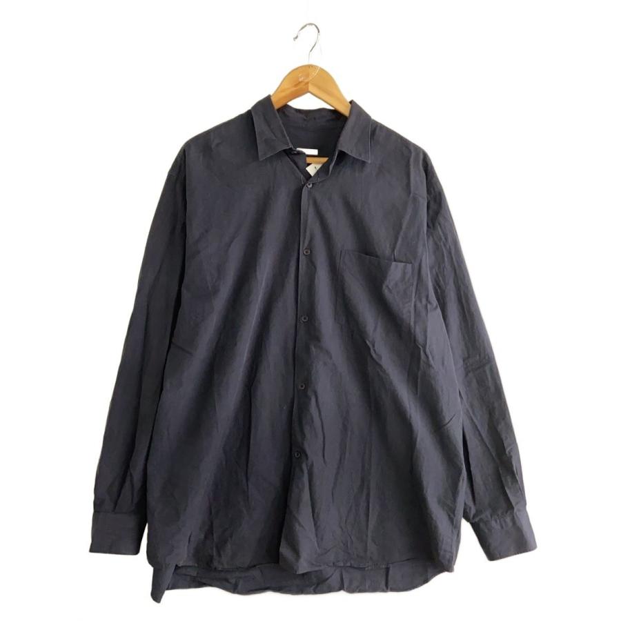 COMOLI◇25SS/コモリシャツ/長袖シャツ/4/コットン/NVY/無地/C03-02001