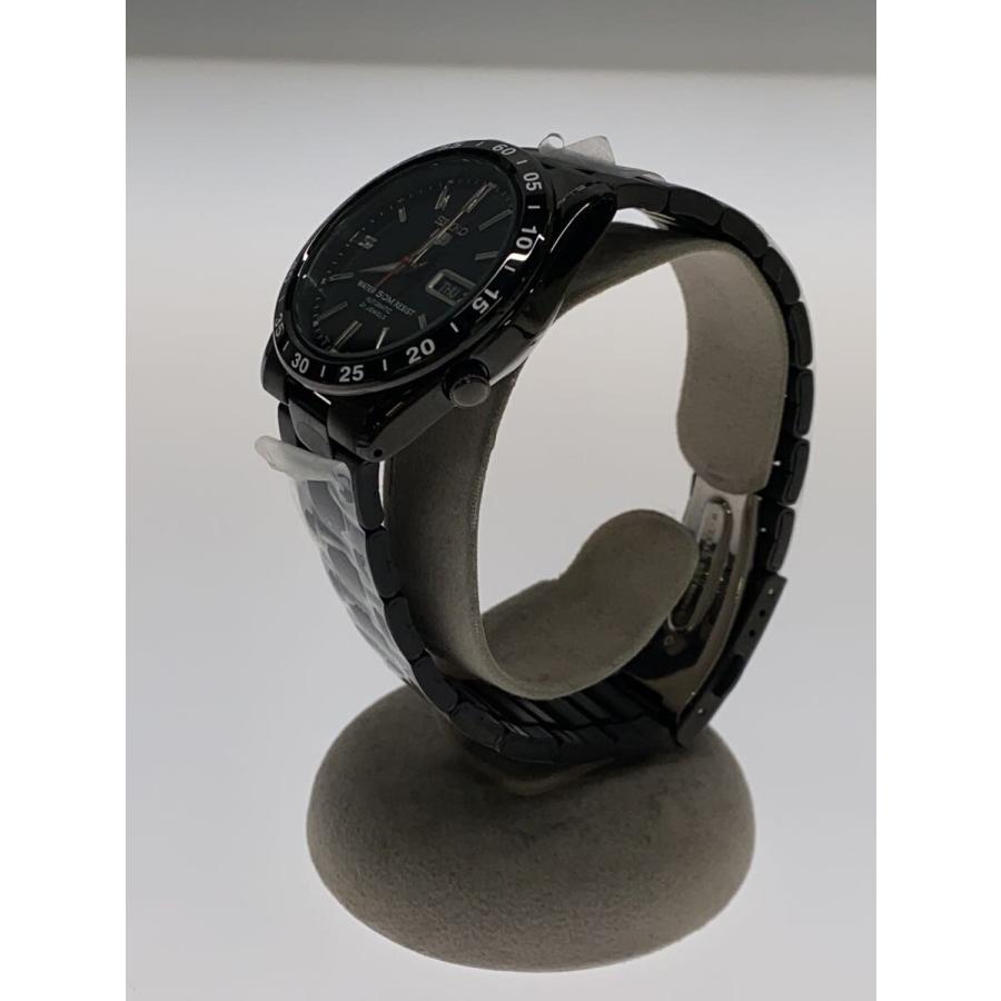 SEIKO◇SEIKO5/裏スケルトン/自動巻腕時計/アナログ/ステンレス/BLK