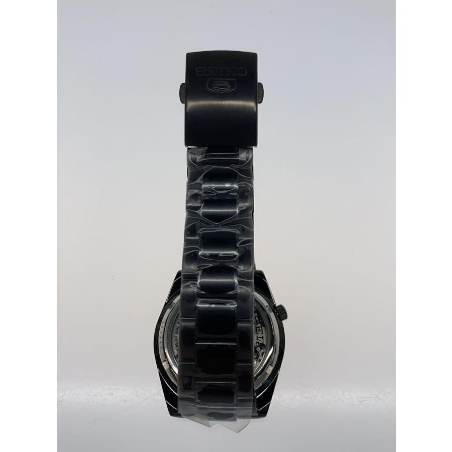 SEIKO◇SEIKO5/裏スケルトン/自動巻腕時計/アナログ/ステンレス/BLK