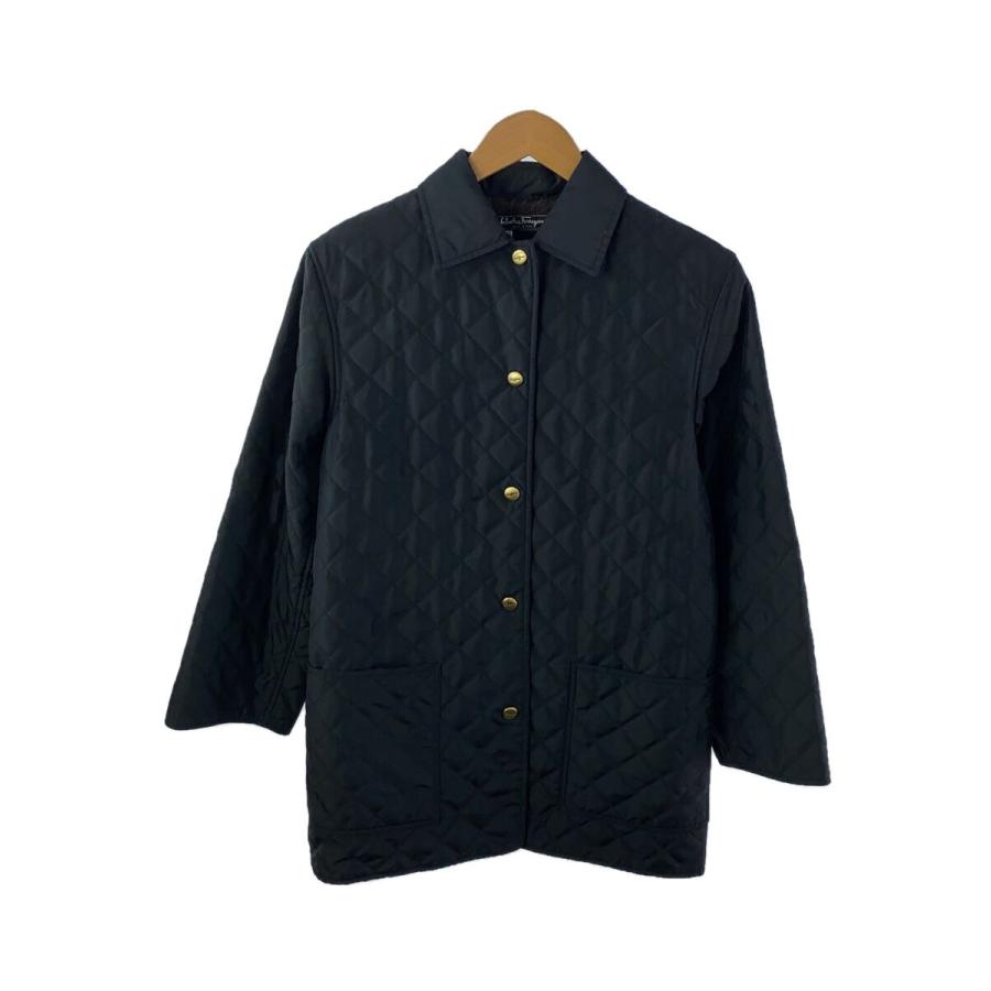 Salvatore Ferragamo◇キルティングハーフコート/XS/ブラック/無地 