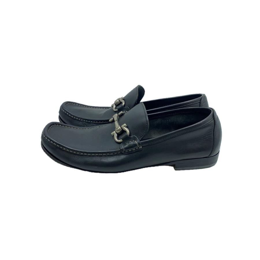 Salvatore Ferragamo◇ガンチーニビットローファー/US8/BLK/レザー