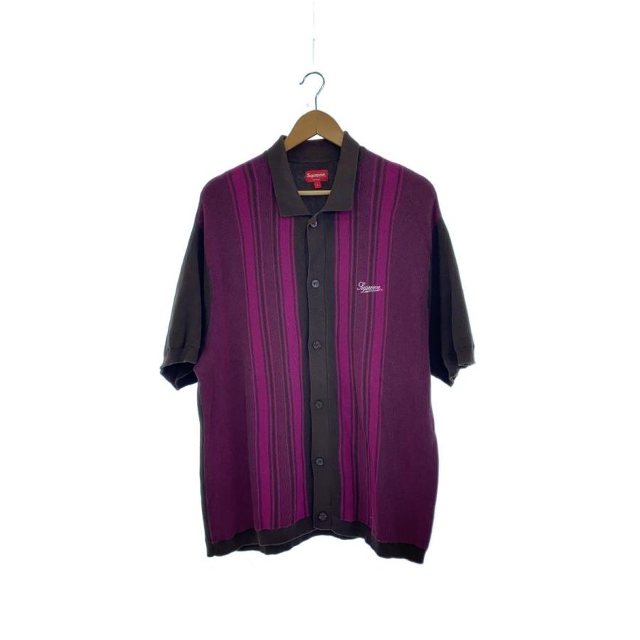 Supreme◇22SS/Stripe Button Up Polo/ポロシャツ/L/コットン/BRW