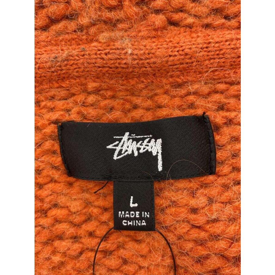STUSSY◇CHUNKY KNIT ZIP HOODIE/ジップパーカー/L/ウール/ORN STUSSY◇CHUNKY KNIT ZIP HOODIE/ジップパーカー/L/ウール/ORN