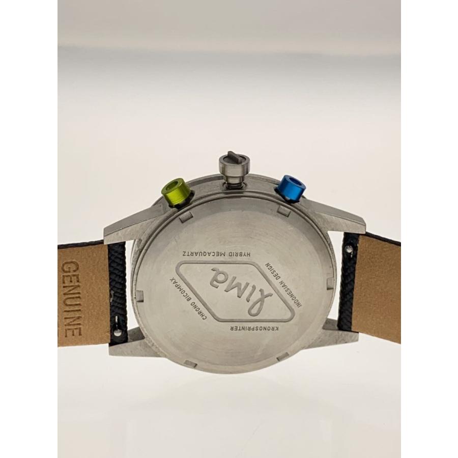 lima watch/クォーツ腕時計/アナログ/レザー/BLU/BLK/SS// : セカンド