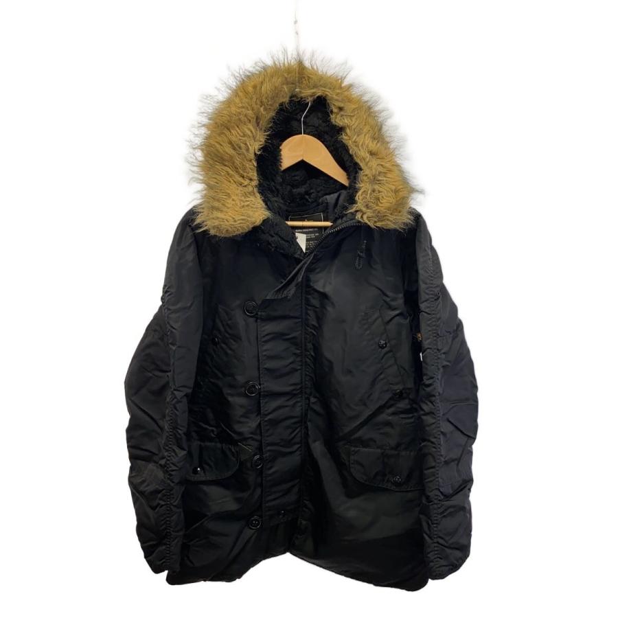 ALPHA INDUSTRIES◇N-3B/フライトジャケット/M/ナイロン/BLK/無地/1615