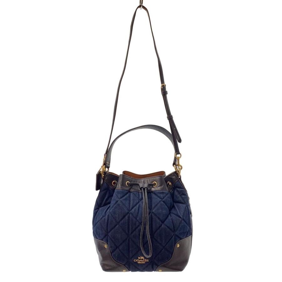COACH◇2way/ショルダーバッグ/キルティング/デニム/IDG/無地/F37489