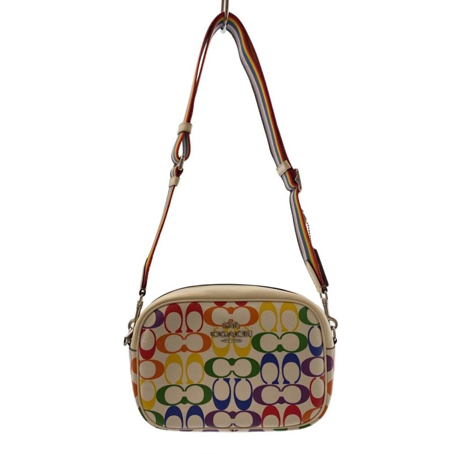 COACH◇ショルダーバッグ/--/WHT/総柄/レインボー// : セカンド 
