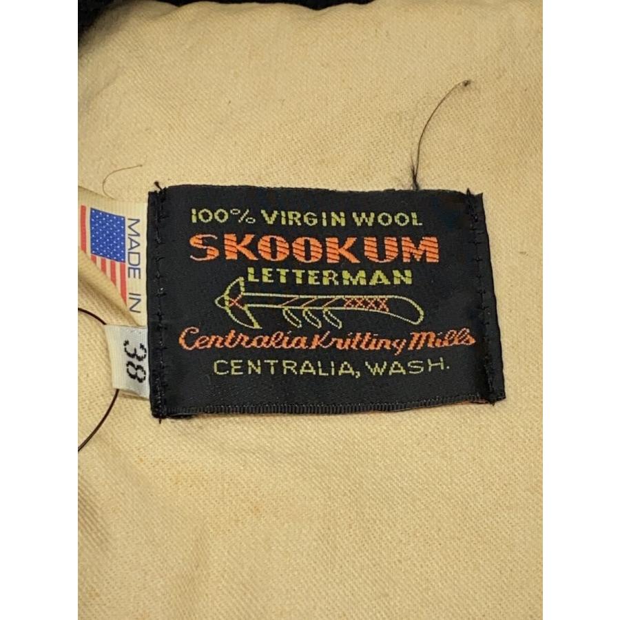 SKOOKUM◇90s/USA製/スタジャン/38/ウール/BLK/無地// : セカンド
