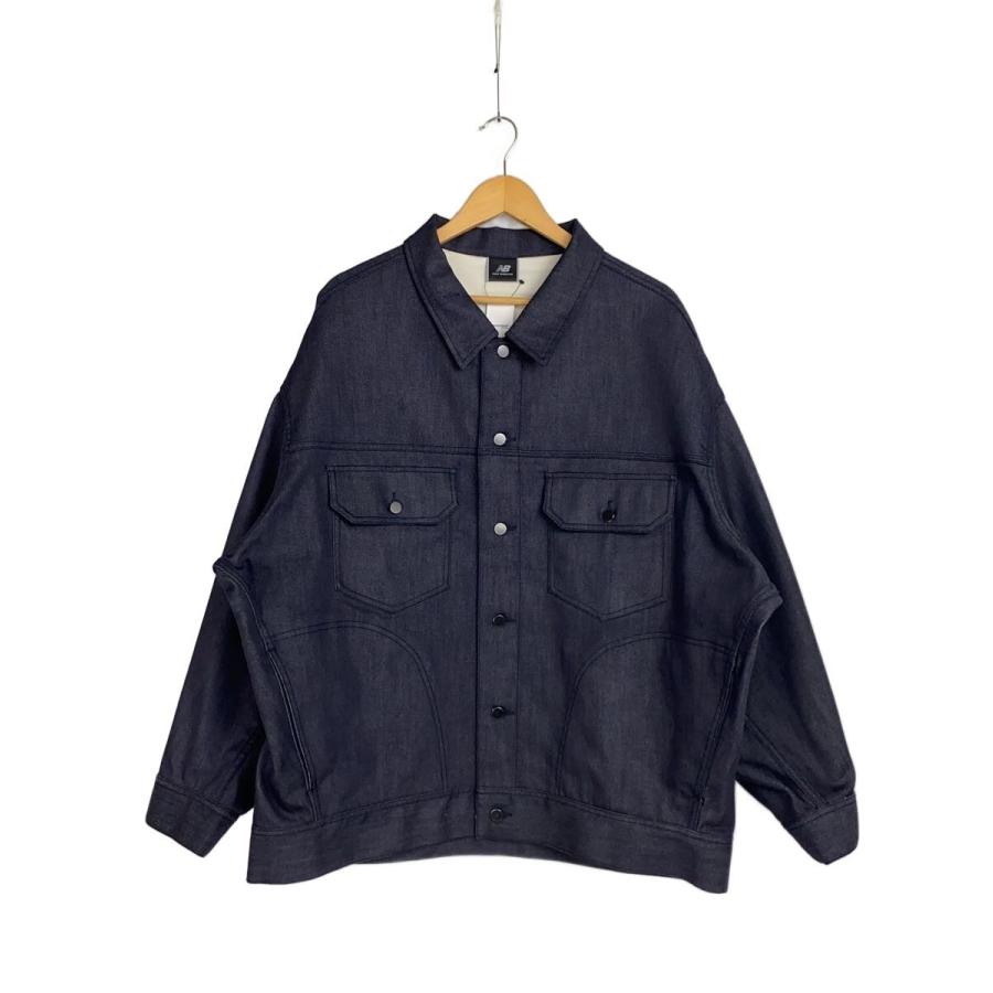 NEW BALANCE◇デニムジャケット/L/ポリエステル/ネイビー/無地