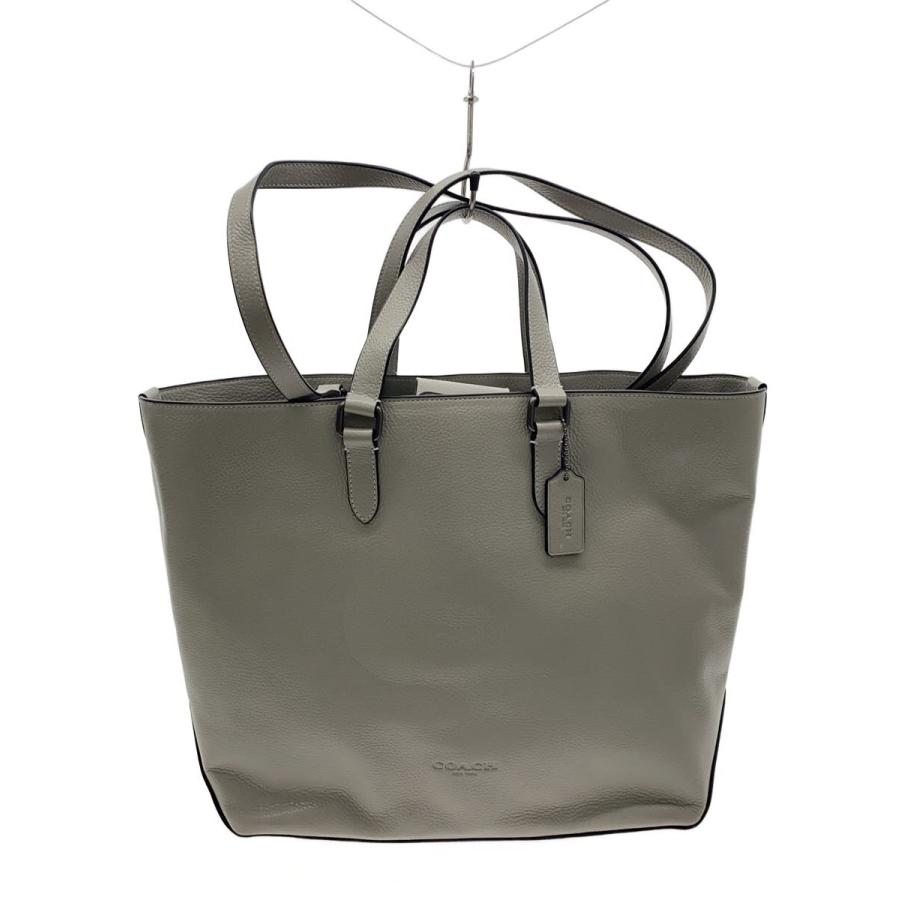 COACH◇ワーナーデュアルハンドルトートバッグ/レザー/GRY/無地/2544