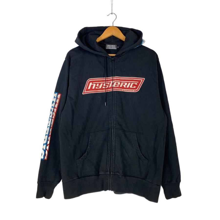 HYSTERIC GLAMOUR ジップパーカー ヒステリックグラマー ブラック HYSTERIC GLAMOUR◇ジップパーカー/L/コットン/ブラック/無地