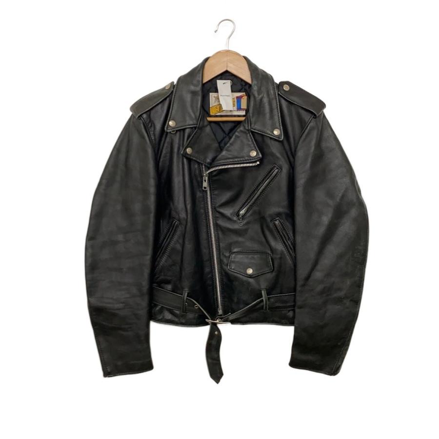 Schott◇ダブルライダースジャケット/36/レザー/BLK/無地/618/PERFECTO