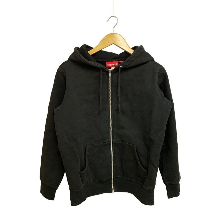 Supreme◇14AW/Logo Tape Zip Up/ジップパーカー/S/コットン/BLK/無地 