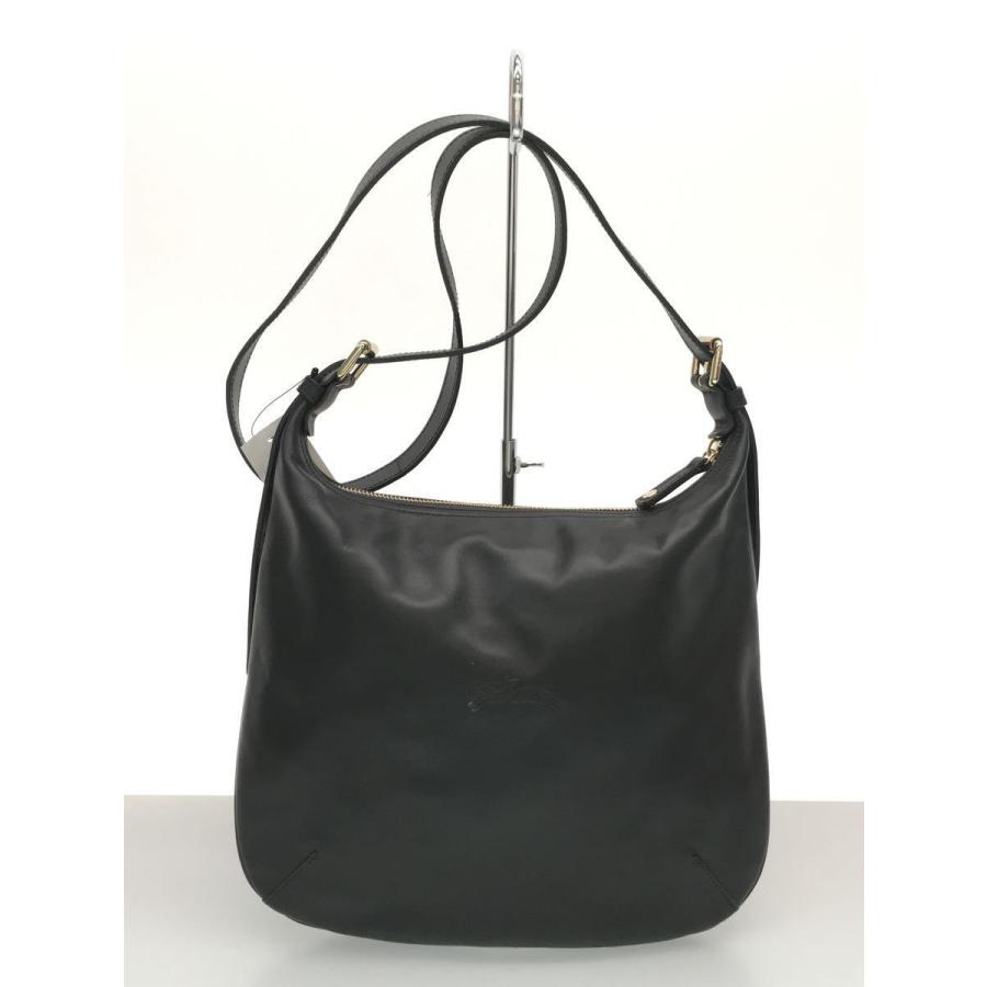 良品 longchamp 2377 ショルダーバッグ レザー ブラック-