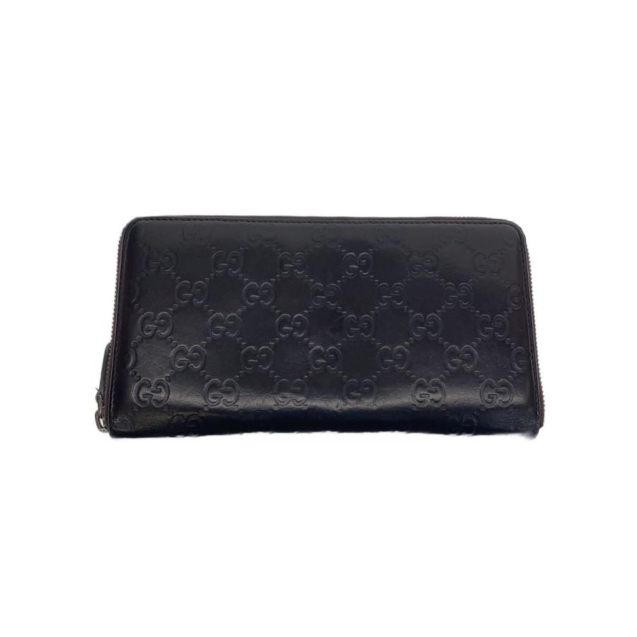 GUCCI GGキャンバス 長財布 グッチシマ GUCCI◇長財布/グッチシマ/ラウンドファスナー/レザー/ブラウン/メンズ