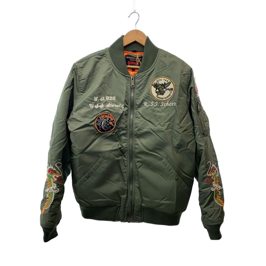 Schott◇フライトジャケット/SOUVENIR MA-1/M/ナイロン/カーキ/3162036