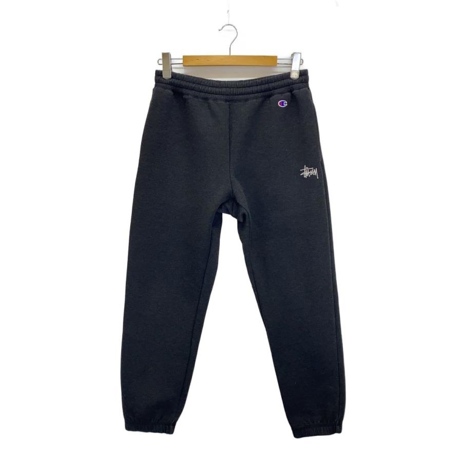 STUSSY◇ストレートパンツ/刺繍ロゴスウェットパンツ/L/グレー