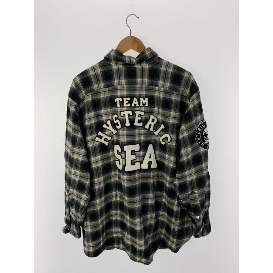 WIND AND SEA × HYSTERIC / ワッペンネルシャツ/長袖シャツ/L/コットン/BLK/チェック/WDS-HYS-3-04 WIND AND SEA◇ワッペンネルシャツ/長袖シャツ/L/コットン/BLK