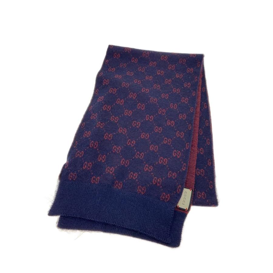 GUCCI GG柄 マフラー GUCCI◇GG柄マフラー/ウール/NVY/総柄/レディース : セカンド