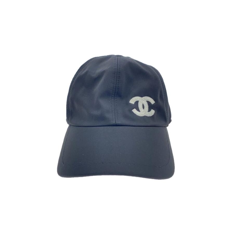 CHANEL◇ココマークキャップ/--/コットン/BLK/無地/レディース