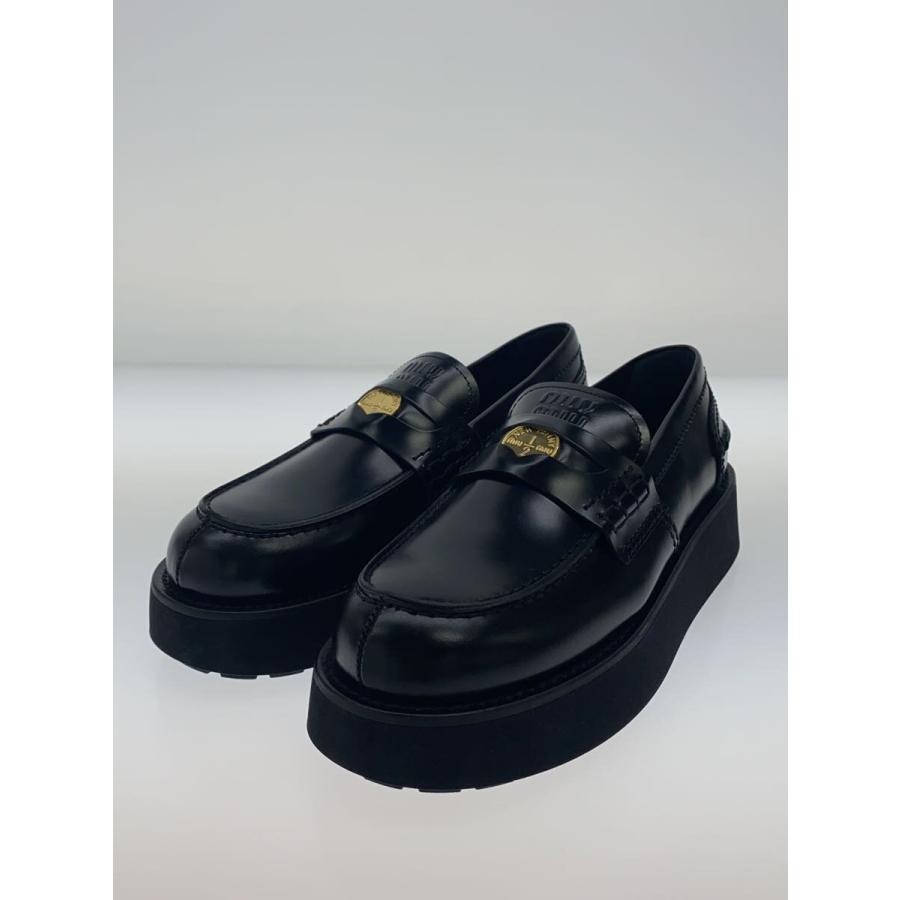 miu miuプラットレザーペニーロファー　ブラック　プラットフォーム美品 MIU MIU◇プラットフォームペニーローファー/--/BLK/レザー