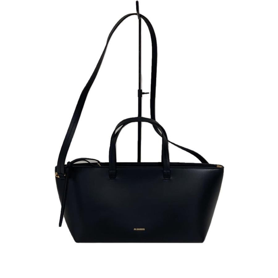 JIL SANDER◇Bateau ハンドバッグ S/ショルダーバッグ/レザー/BLK