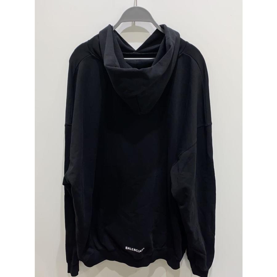 BALENCIAGA◇L/BACK ONE POINT LOGO HOODIE/パーカー/XXS/コットン/BLK