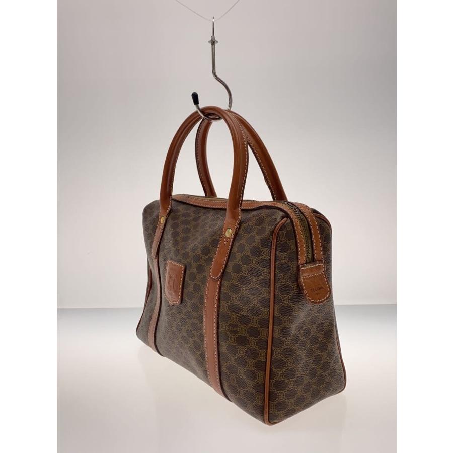 CELINE◇BG/OLD CELINE/マカダム柄ミニボストンバッグ/レザー/BRW