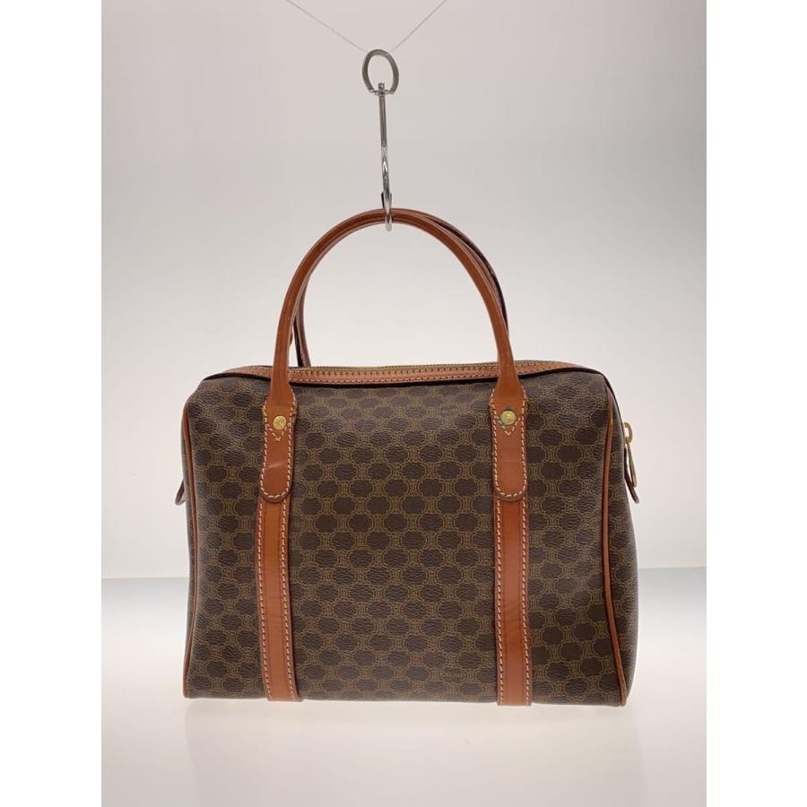 CELINE◇BG/OLD CELINE/マカダム柄ミニボストンバッグ/レザー/BRW