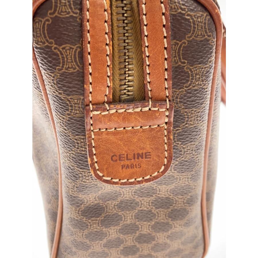 CELINE◇BG/OLD CELINE/マカダム柄ミニボストンバッグ/レザー/BRW