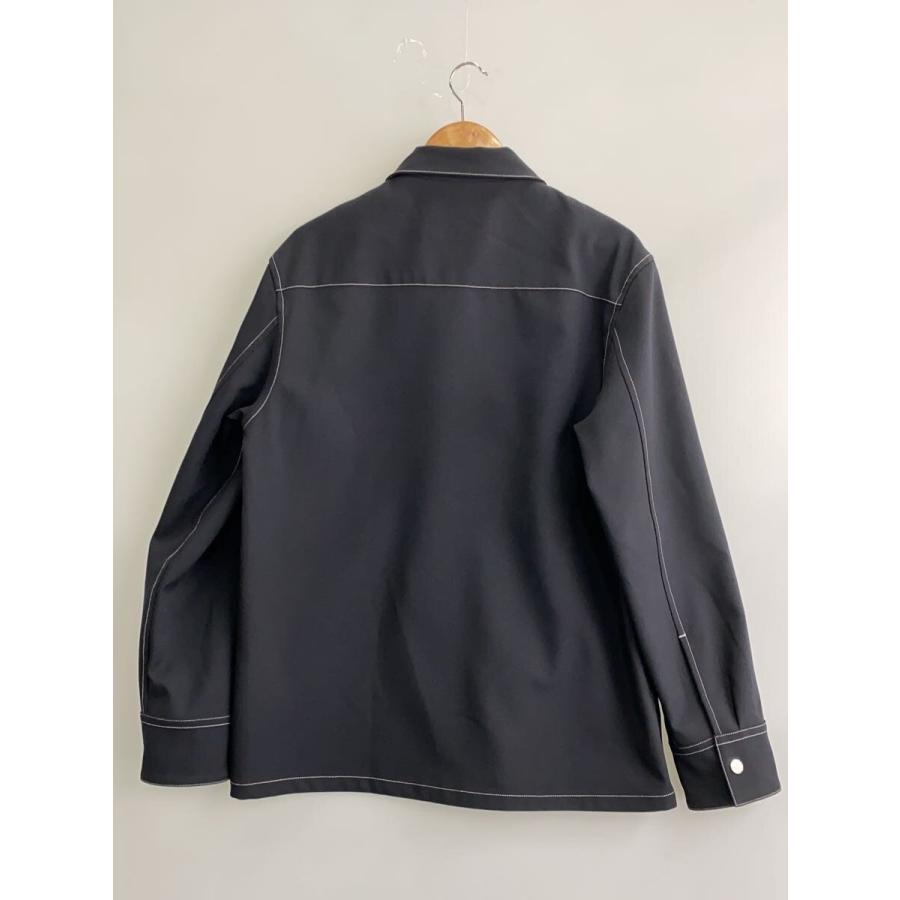 JIL SANDER◇I/FULL ZIP SHIRT/長袖シャツ/46/ポリエステル/BLK