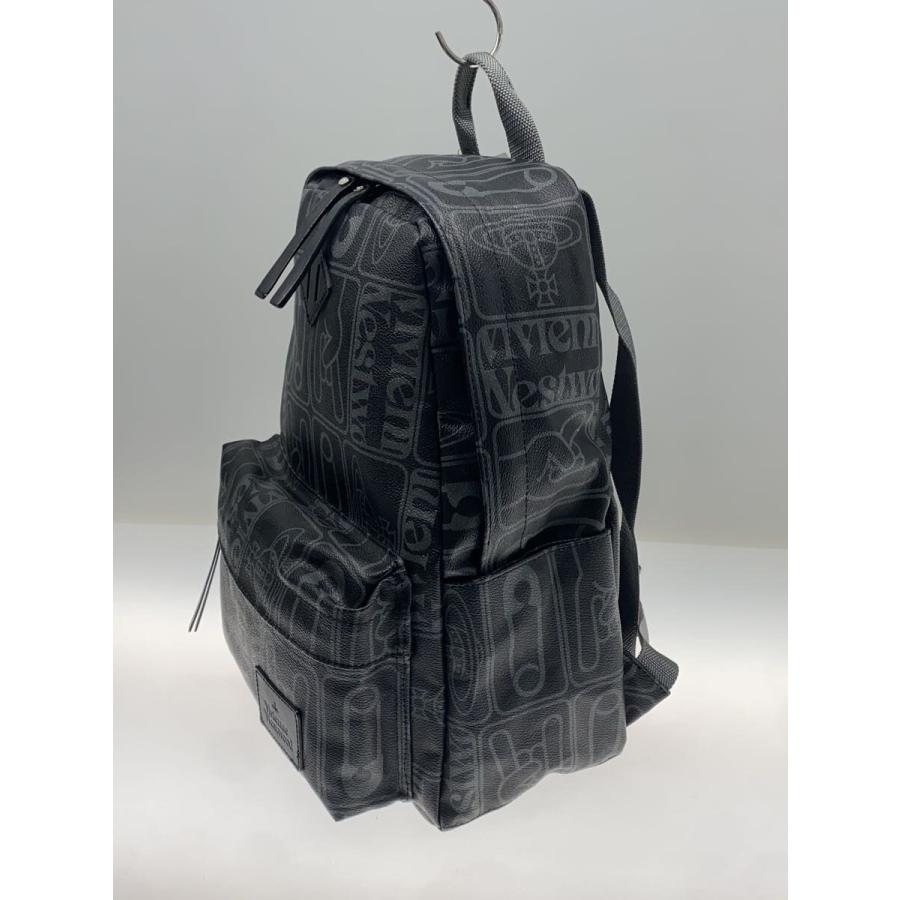 ヴィヴィアンウエストウッド レザー PVC 総柄 リュック バックパック Vivienne Westwood◇PVCレザーデイパック/リュック/レザー/ブラック/総