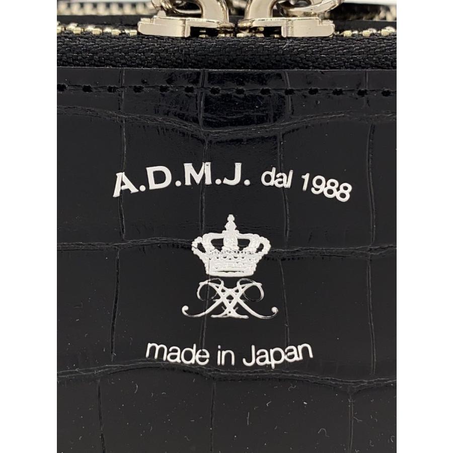 A.D.M.J.◆クロコ型押し/ショルダーバッグ/レザー/BLKの画像