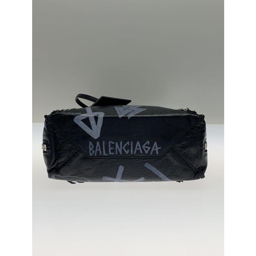 BALENCIAGA◆Paper A6 Zip Around グラフィック/ハンドバッグ/レザー/BLK/総柄/370926//の画像