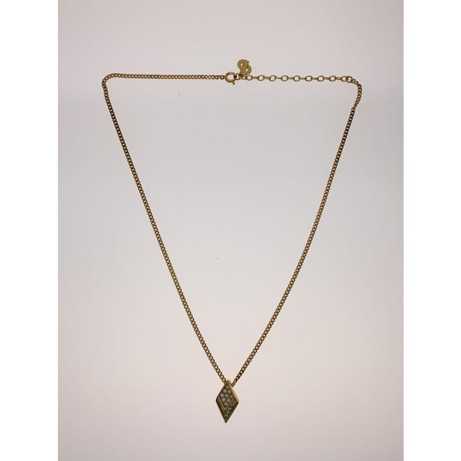 Christian Dior◇ネックレス/--/ラインストーン/GLD/トップ有